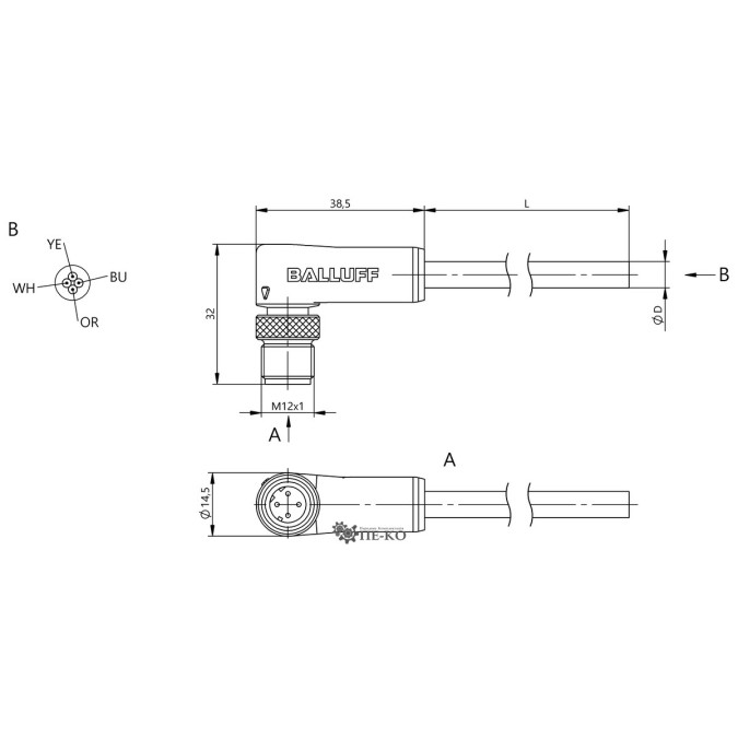 Кабель для датчиків Balluff BCC0KPT (BCC M424-0000-2D-032-PS54N2-020-C028)