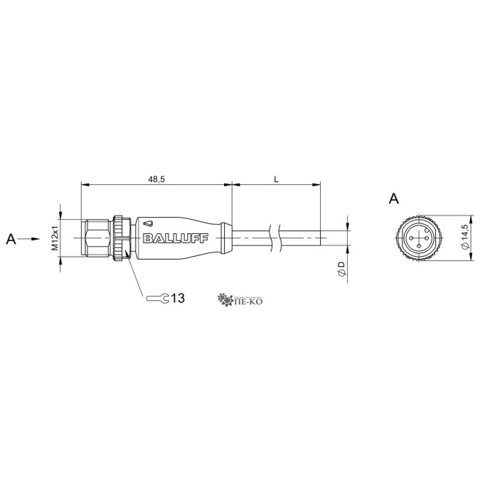 Кабель для датчиків Balluff BCC0L9J (BCC M413-0000-2A-001-PX0334-030)