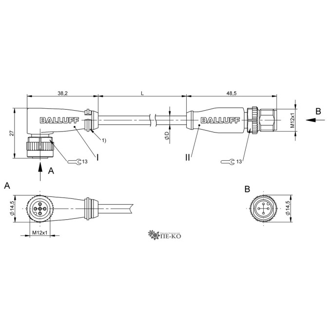Кабель для датчиків Balluff BCC0L9P (BCC M425-M414-3A-711-PX0434-020)