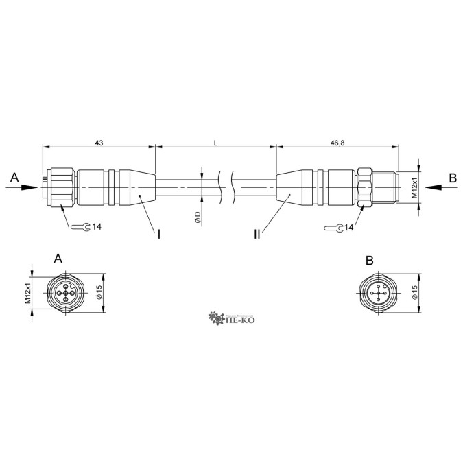 Кабель для датчиків Balluff BCC0LN6 (BCC S415-S415-3A-388-PS0525-100)