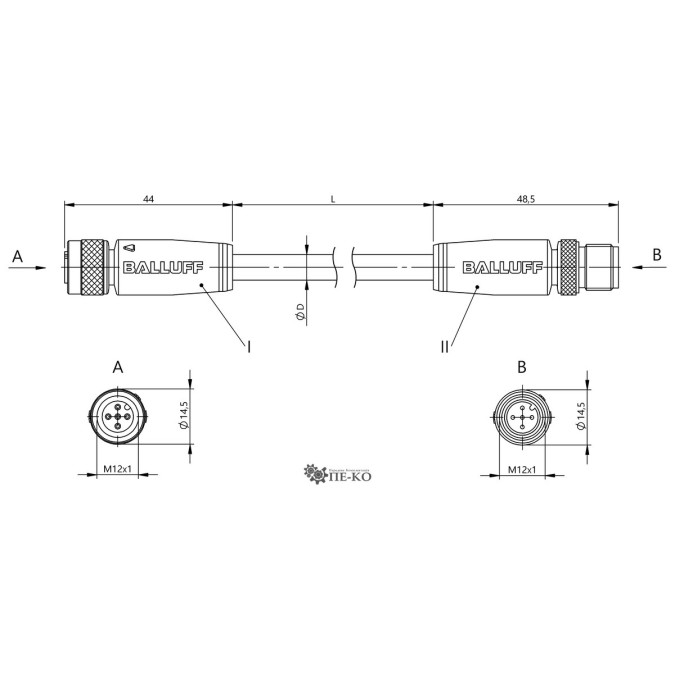 Кабель для датчиків Balluff BCC0LRY (BCC M415-M415-3A-314-PS0534-020)