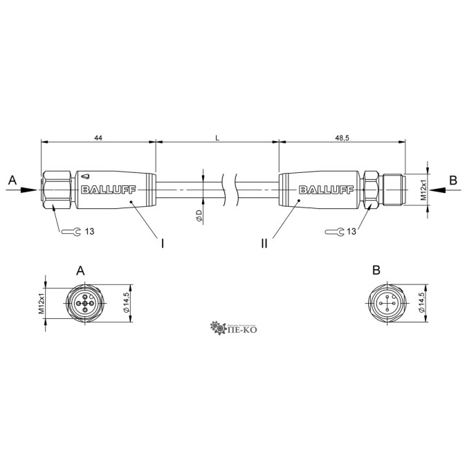 Кабель для датчиків Balluff BCC0LWY (BCC S415-S414-3A-305-VS8434-050)
