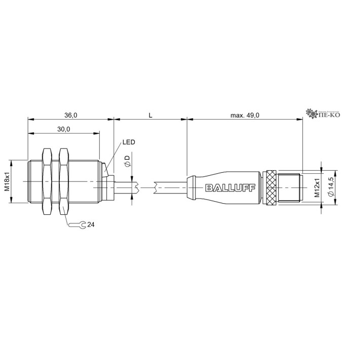 Індуктивний датчик Balluff BAW M18ME-UAC50B-BP01,5-GS04-003 (BAW004W)