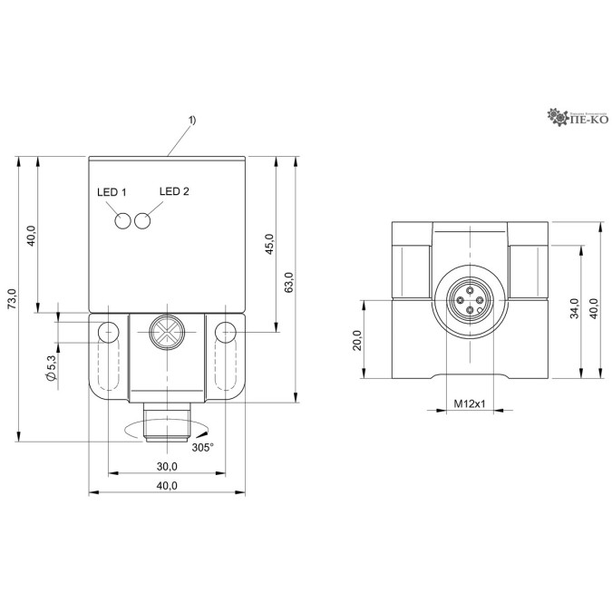 Індуктивний датчик Balluff BES Q40KEU-NAH20B-S04G-001 (BES022W)