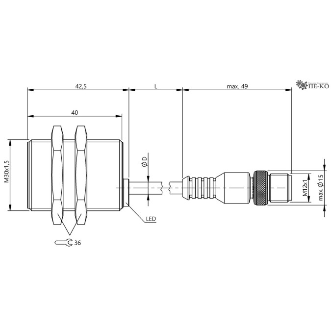Індуктивний датчик Balluff BES M30MF-GSC15B-BX00,3-GS04-U (BES027K)