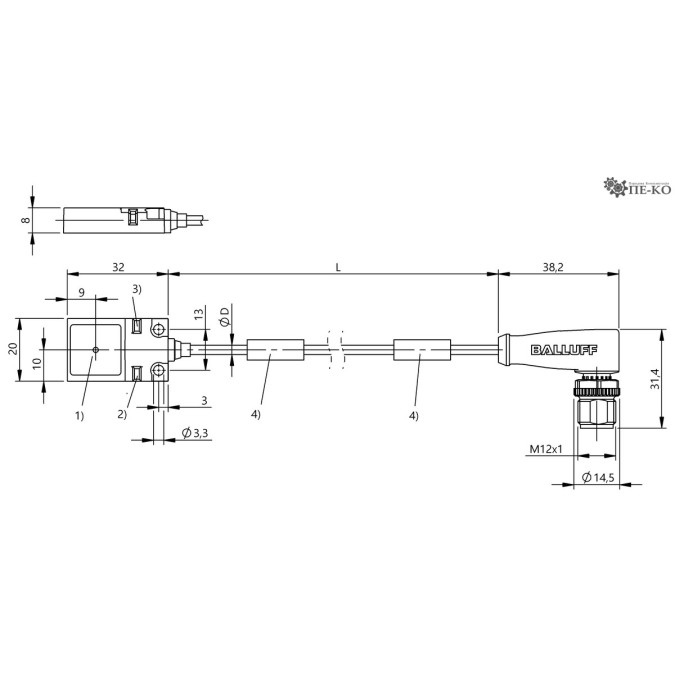 Індуктивний датчик Balluff BES R01ZC-PSC80B-BP01-RS04-109 (BES0487)