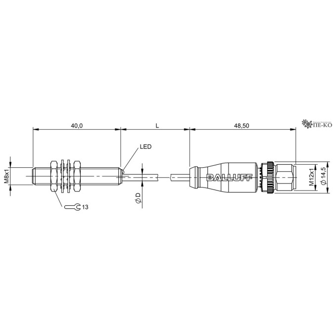 Індуктивний датчик Balluff BES M08MG-GSC20B-BZ00,3-GS04-U02 (BES048U)
