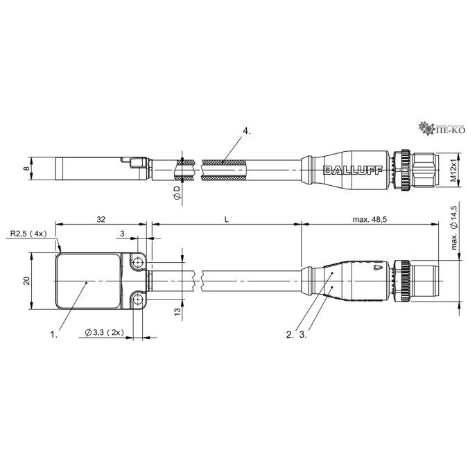 Індуктивний датчик Balluff BES R01EC-PSC50A-BP00,3-GS04-W51 (BES049Y)