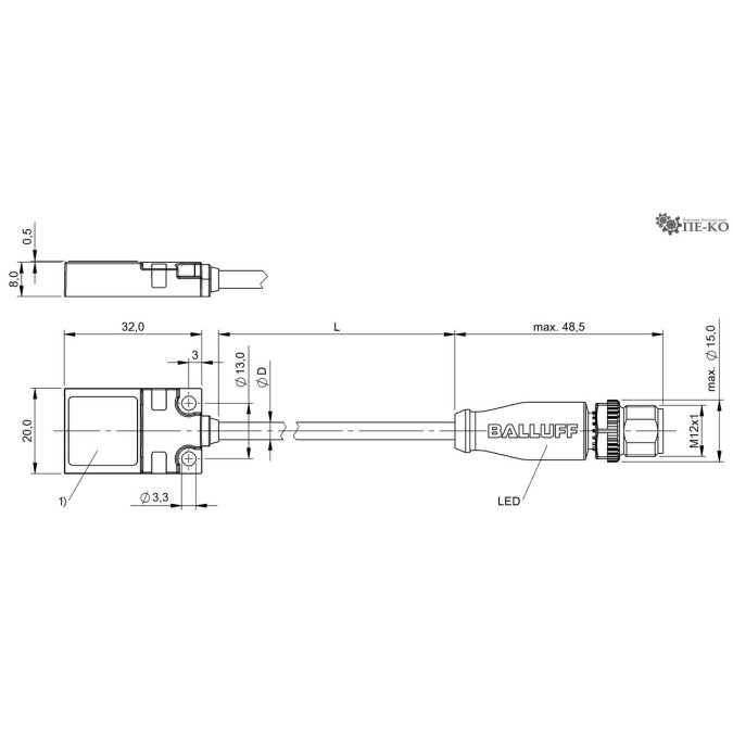 Індуктивний датчик Balluff BES R01ZC-PSC70B-BS00,3-GS04-016 (BES05EP)