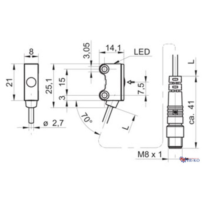 Оптичний датчик Baumer O200.ER-GL1E.72NV/T003