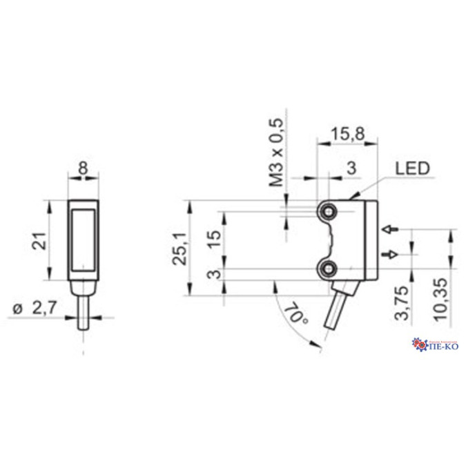 Оптичний датчик Baumer O200.GL-GW2I.72CV/A014_F040_H006