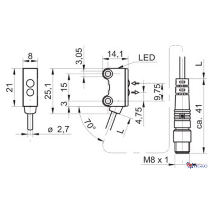 Оптичний датчик Baumer O200.GR.F-NV1Z.72NV/BX15