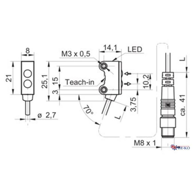 Оптичний датчик Baumer O200.GR-NV1T.72NV/E026_H006_T003