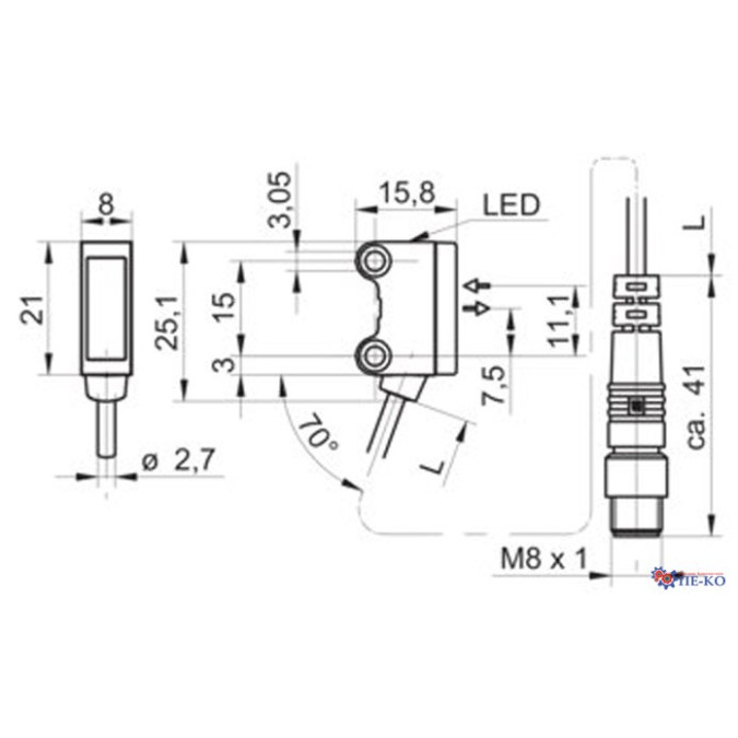 Оптичний датчик Baumer O200.RR-NV1Z.72NV