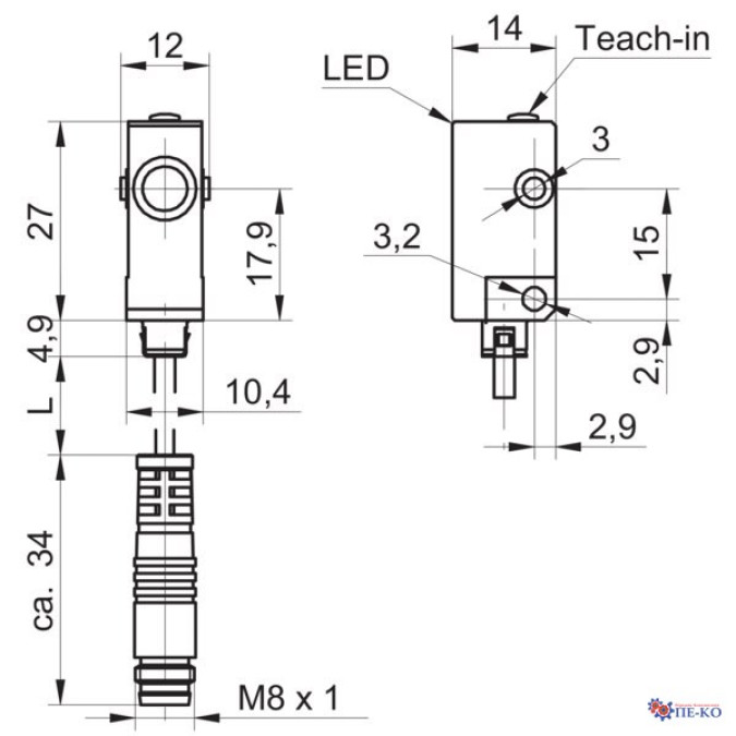 Ультразвуковий датчик Baumer UNDK 10U6914/KS35A