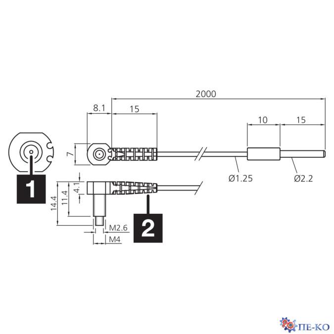 Оптоволоконний кабель di-soric KLER-M4-T2-0.5