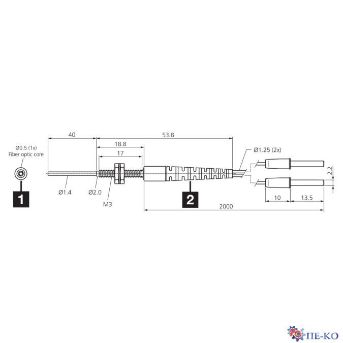 Оптоволоконний кабель di-soric KLT-M3-B40-T2-0.5K