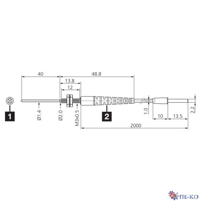 Оптоволоконний кабель di-soric KLT-M3-B40-T2-0.5