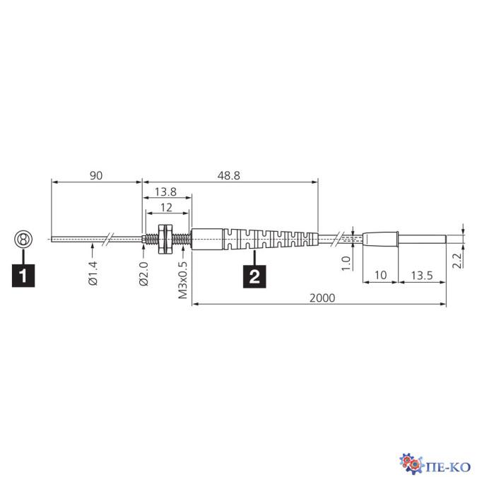 Оптоволоконний кабель di-soric KLT-M3-B90-T2-0.5K