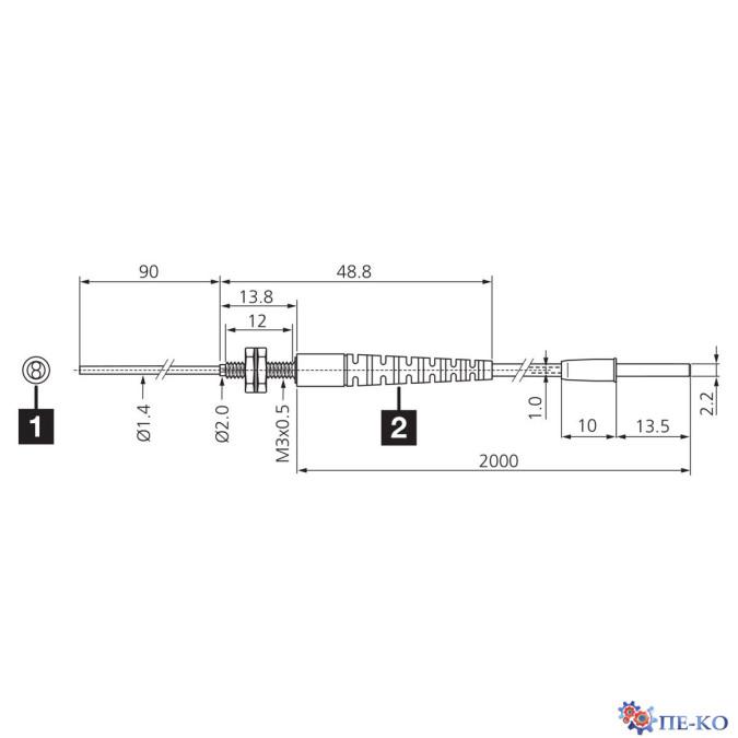 Оптоволоконний кабель di-soric KLT-M3-B90-T2-0.5