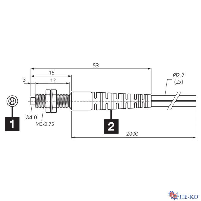Оптоволоконний кабель di-soric KLT-M6-T2-1