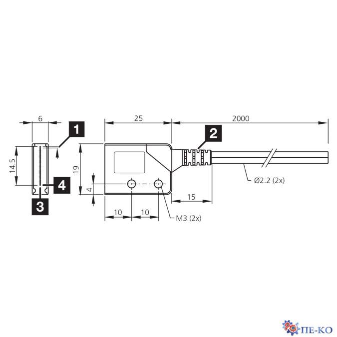Оптоволоконний кабель di-soric KLTM-Q25K-T1-14