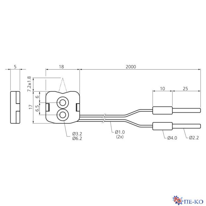 Оптоволоконний кабель di-soric KLTVR-Q18-2-10