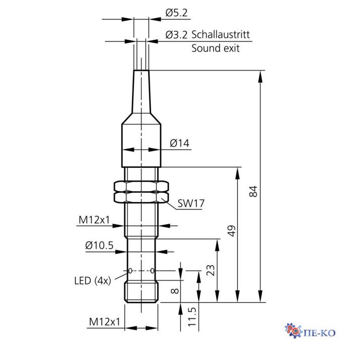 Ультразвуковий датчик di-soric US 12 M 150 FB G3-B4
