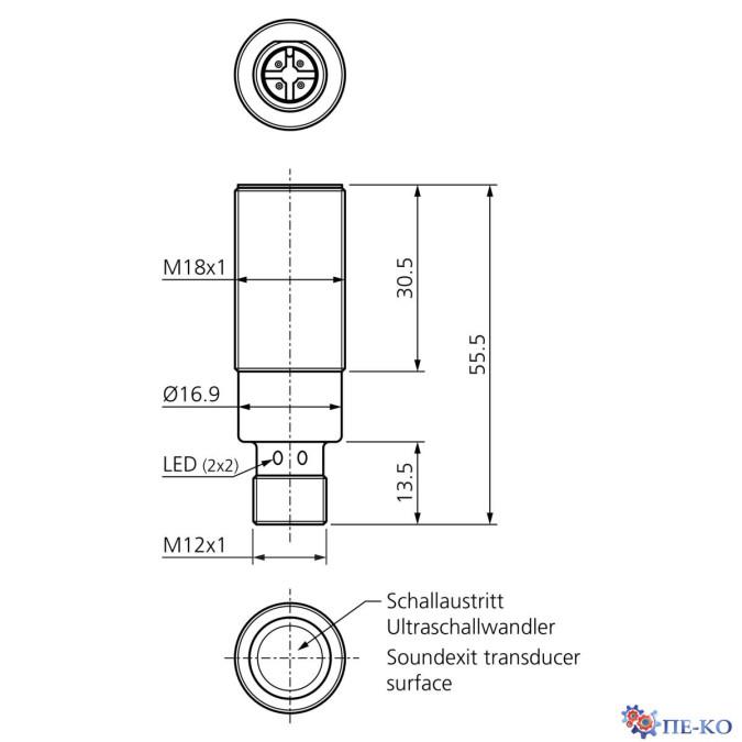Ультразвуковий датчик di-soric US 18 M 800 IU-B4