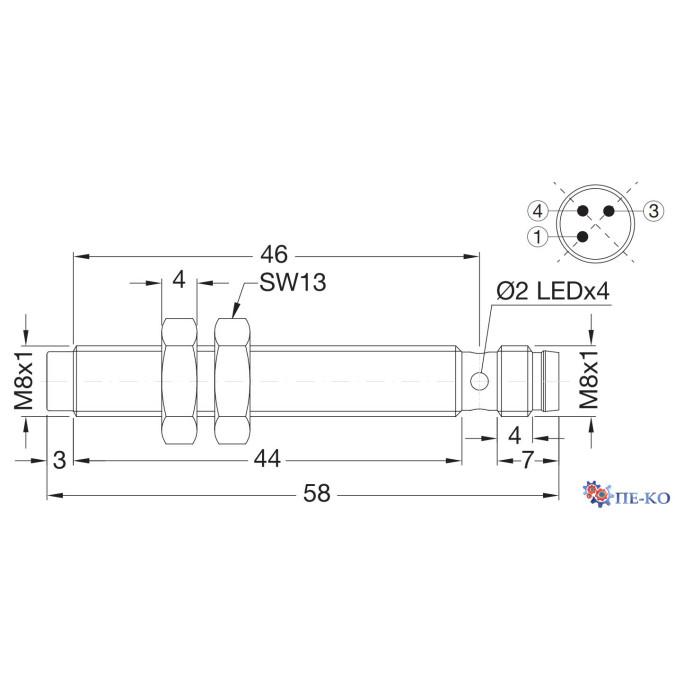 Індуктивний датчик Carlo Gavazzi ICS08L45N02PCM5