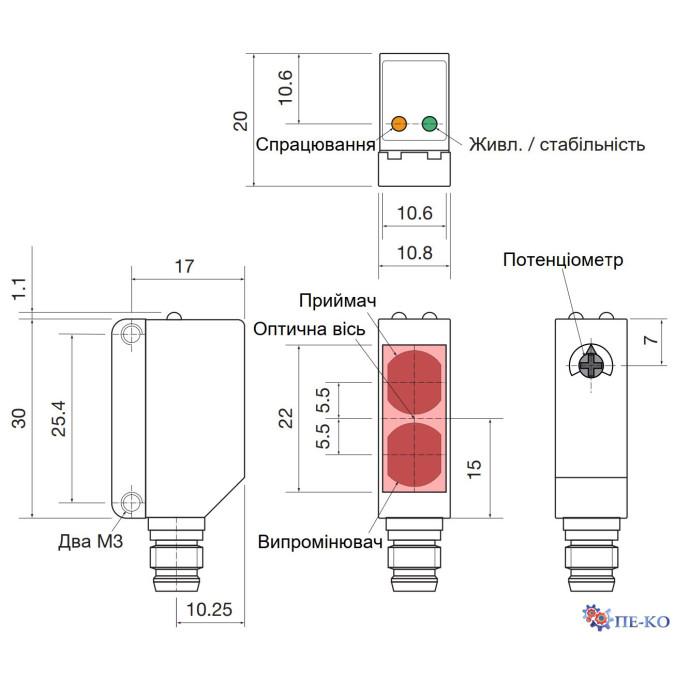 Оптичний датчик Carlo Gavazzi PD30CNB25PAM5PS