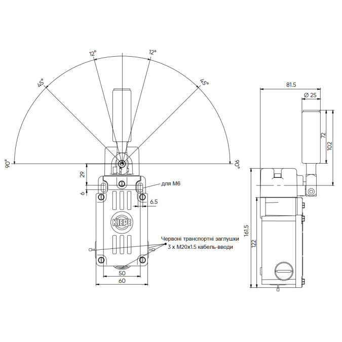 Датчик сходу стрічки конвеєра Kiepe VG 03/6 | 95038143601