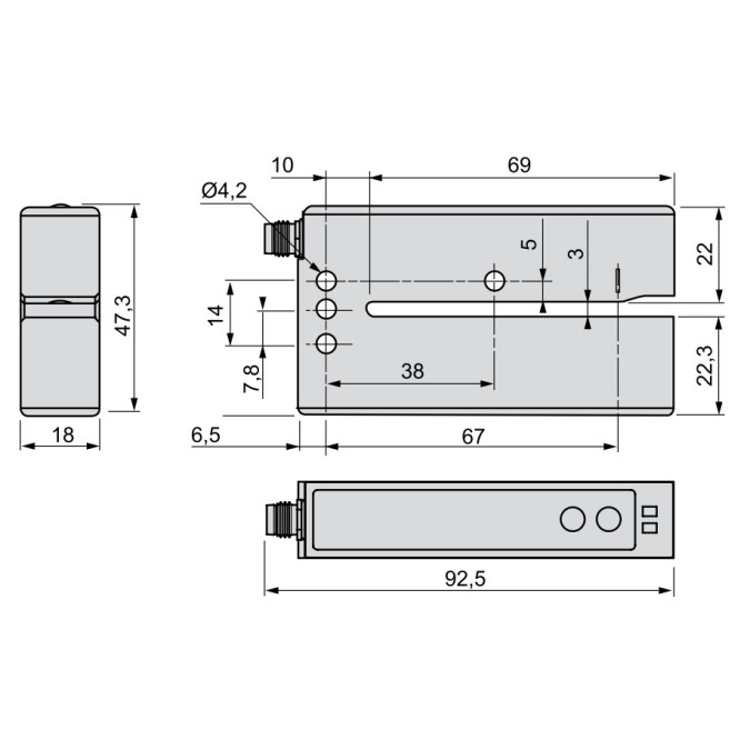 Датчик для прозорих етикеток Micro Detectors FC8U/0P-M307-1F