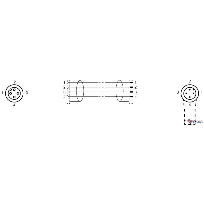 Кабель з роз'ємами Pepperl+Fuchs V1-G-0,6M-PUR-ABG-V1-W