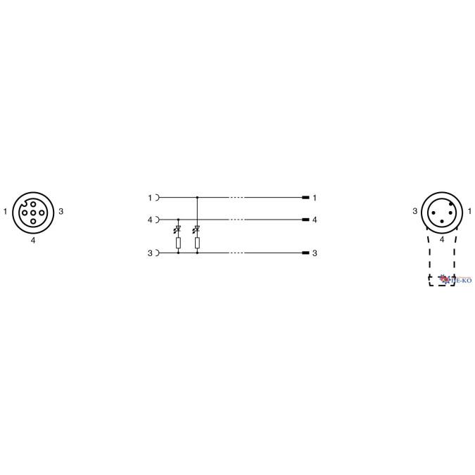 Кабель з роз'ємами Pepperl+Fuchs V1-G-E2-OR0,5M-POC-V1-W