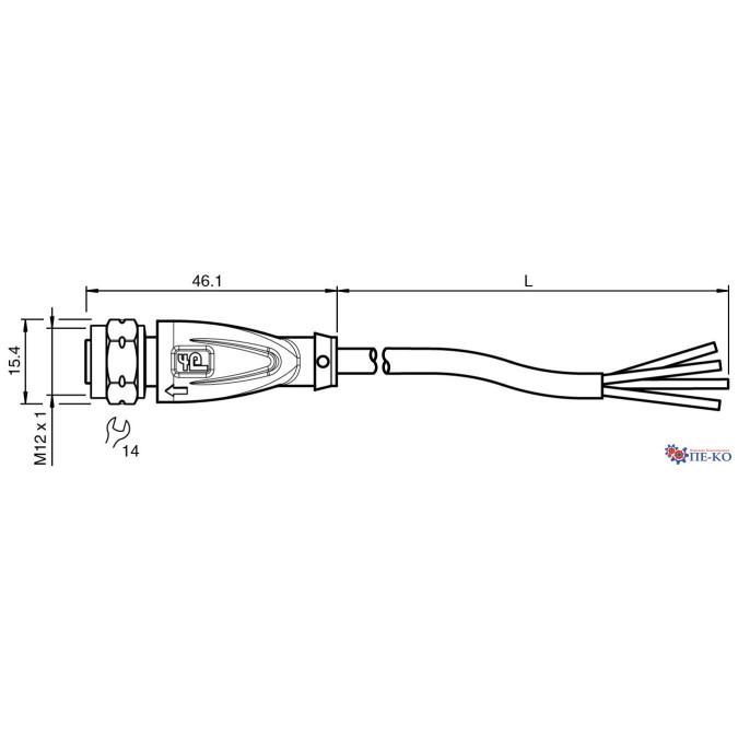 Кабель для датчиків Pepperl+Fuchs V1-GV4A-BK5M-PUR-U