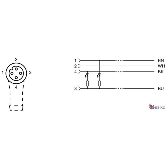 Кабель для датчиків Pepperl+Fuchs V1-W-A2-15M-PUR