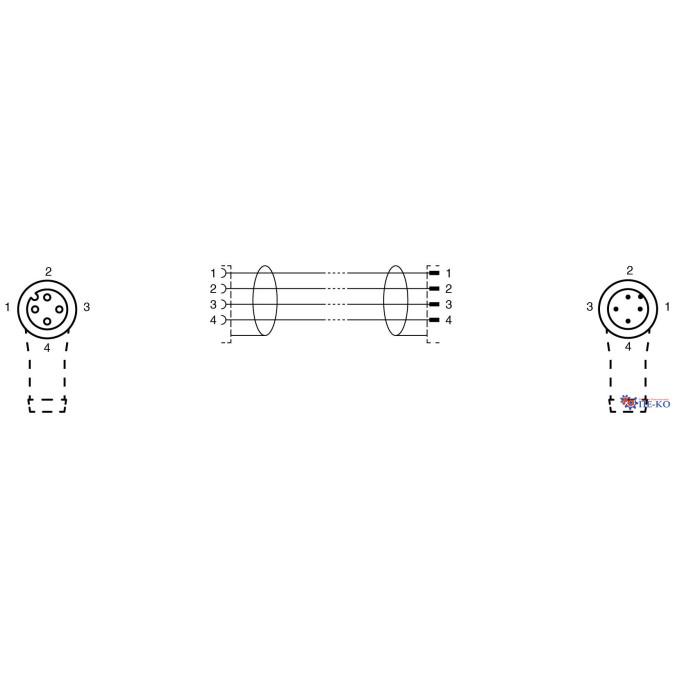 Кабель з роз'ємами Pepperl+Fuchs V1-W-BK1M-PUR-U5/ABG-V1-W