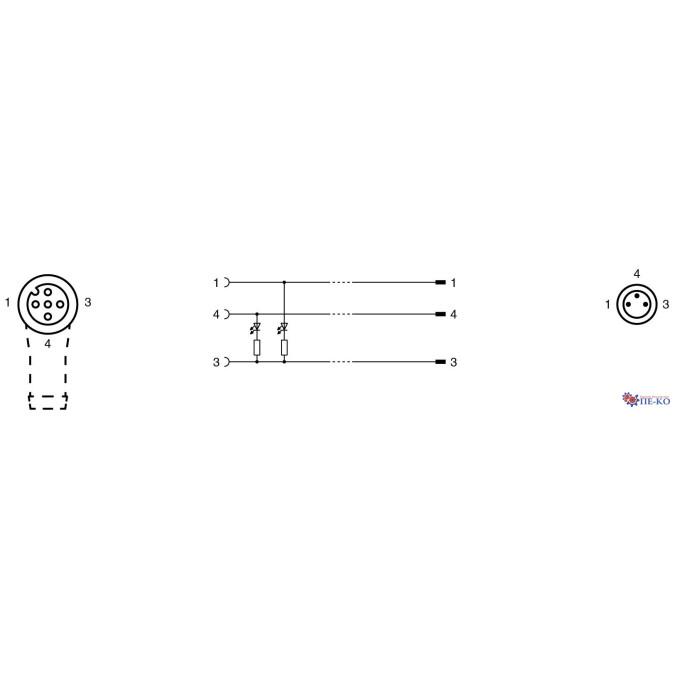 Кабель з роз'ємами Pepperl+Fuchs V1-W-E2-2M-PUR-V3-G