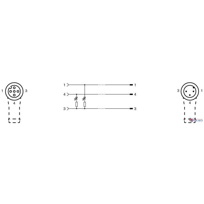Кабель з роз'ємами Pepperl+Fuchs V1-W-E2-5M-PVC-V1-W