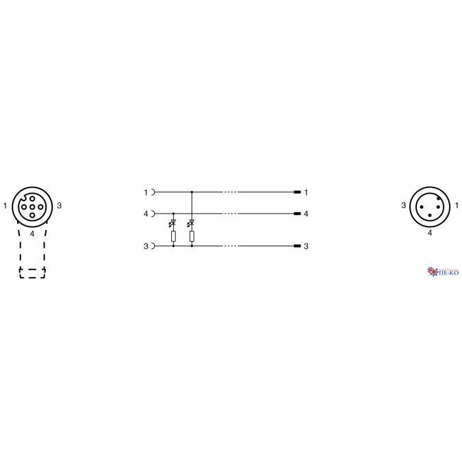 Кабель з роз'ємами Pepperl+Fuchs V1-W-E2-OR0,5M-POC-V1-G