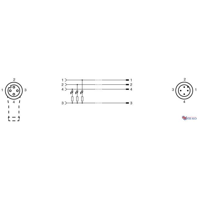 Кабель з роз'ємами Pepperl+Fuchs V1-W-E8W-BK1,5M-PUR-A-V1-G