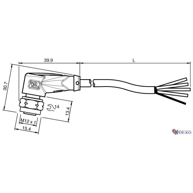 Кабель для датчиків Pepperl+Fuchs V1-WV4A-15M-PUR-ABG0