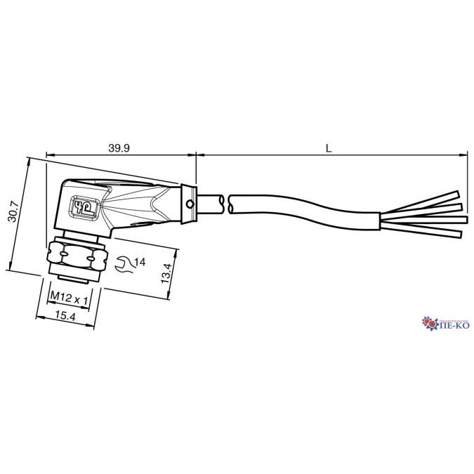 Кабель для датчиків Pepperl+Fuchs V1-WV4A-30M-PUR