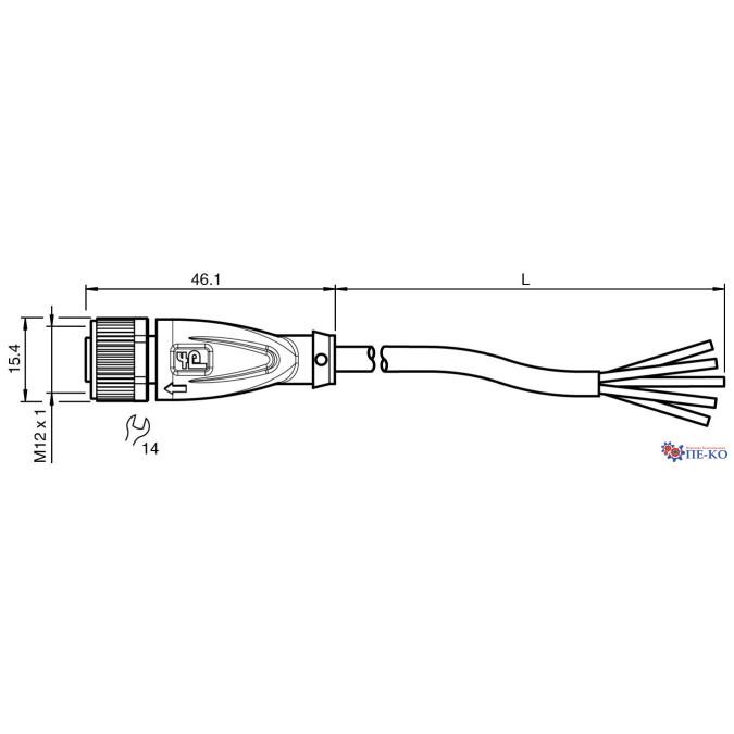Кабель для датчиків Pepperl+Fuchs V15-G-0,3M-PUR
