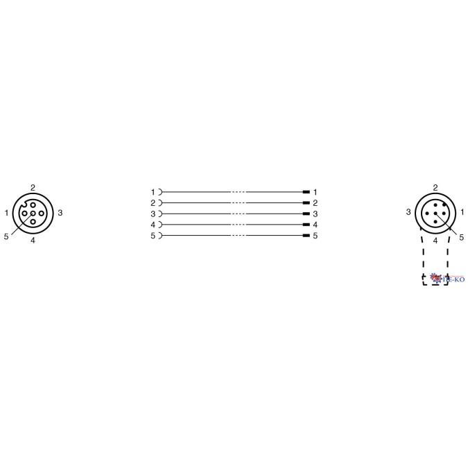 Кабель з роз'ємами Pepperl+Fuchs V15-G-BK0,3M-PUR-U-V15-W