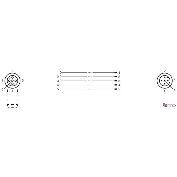 Кабель з роз'ємами Pepperl+Fuchs V15-W-5M-PUR-V15-G
