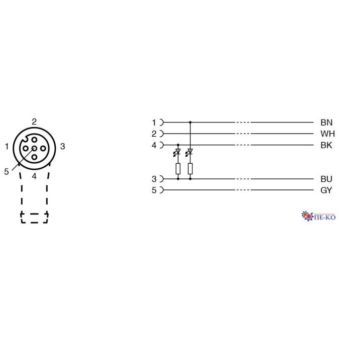 Кабель для датчиків Pepperl+Fuchs V15-W-A2-20M-PUR