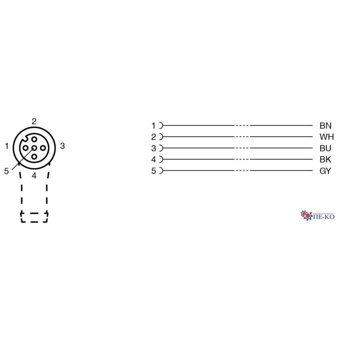 Кабель для датчиків Pepperl+Fuchs V15-W-BK2M-PUR-U/0,75