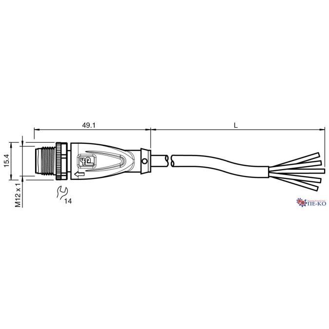 Кабель з роз'ємом Pepperl+Fuchs V15S-G-BK10M-PUR-U/0,75